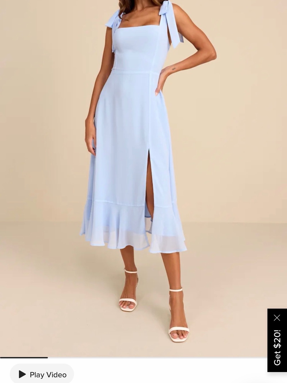 Lulu's Pale Blue Tiered Midi Dress with Side Slit
